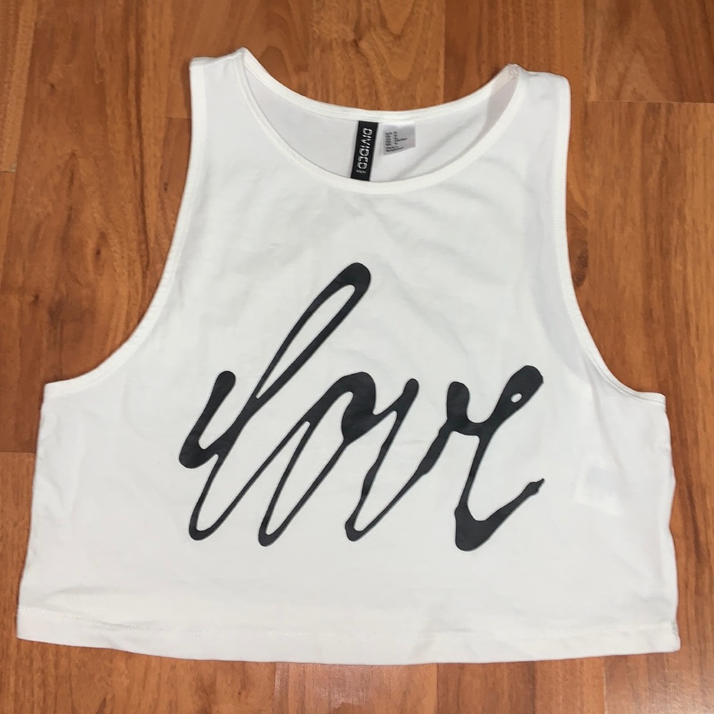 NWOT H & M “love” Crop Tank Top